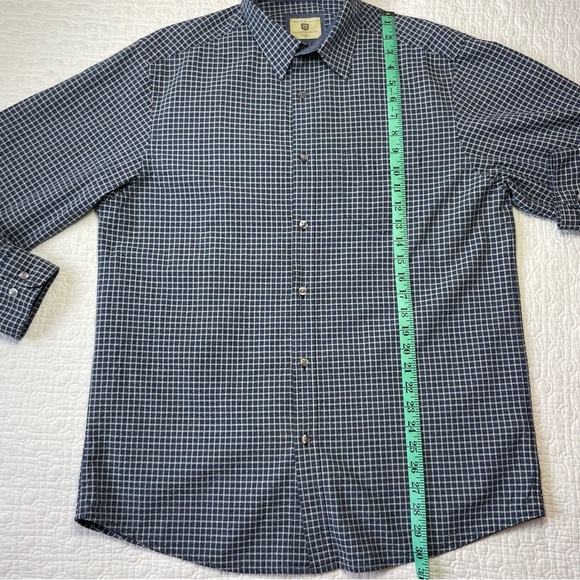 HAGGAR HERITAGE COLLECTION Men's Long Sleeve Dress Shirt, size Large, Blue Check - Picture 6 of 10